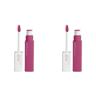 Maybelline New York Rossetto Matte SuperStay Matte Ink, Tinta Labbra a Lunga Tenuta, Colore Intenso e Vibrante, No Transfer, Pathfinder (150), 5 ml (Confezione da 2)