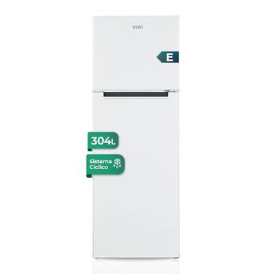 Svan Frigorífico 2 Puertas Blanco SF17601E. Capacidad 304 Litros, Puerta Reversible, Bajo Nivel Sonoro, Eficiencia Energética Clase E