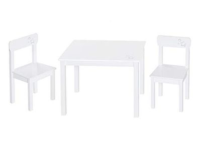 roba Ensemble Table et 2 Chaises Little Stars pour Filles et Garçons de 2 Ans et plus - Supporte 50 kg - Motif Étoiles - Montage Facile - Blanc / Gris