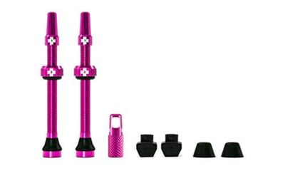 Muc-Off 1067 rosa slanglösa presta ventiler, 60 mm – premium inget läcka cykelventiler med integrerat verktyg för ventilkärna