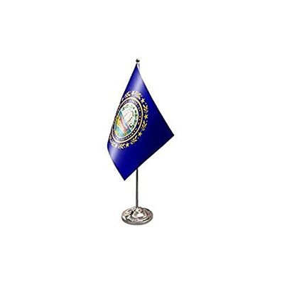 New Hampshire prestige Tafelvlag 6'' x 9'' satijn - Amerikaanse staat New Hampshire Desk Vlag 22 x 15 cm - Stalen paal en voet - AZ FLAG