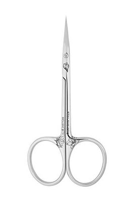 STALEKS PRO - Forbici professionali per pelle cuticole, maniglia curva, lunghezza impugnatura media "M" (lunghezza lama - 25 mm, forma a gancio) Exclusive 21 TYPE 1 (Design: Fior di Magnolia) SX-21/1m