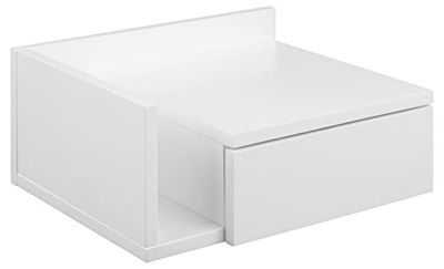 AC Design Furniture Fia wit nachtkastje met 1 lade, witte wandkast, minimalistisch nachtkastje in Scandinavische stijl, wandrek met lade, B: 40 x D: 32 x H: 16,5 cm, 1 stuk