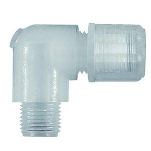 Raccord coudé G 1/4 A pour tuyau 8/10 mm, pression de travail max. 10 bar (20 °C) / max. 1 bar (170 °C), PFA