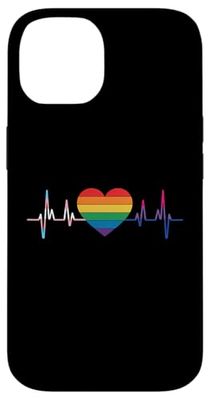 Gay Heartbeat Rainbow Flag LGBTQ Gay Pride LGBT Ally Case for iPhone 14