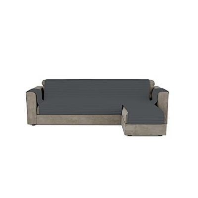 Italian Bed Linen Trendy - Funda para sofá Acolchada con Chaise Longue Reversible, 290 cm, Color Gris Oscuro