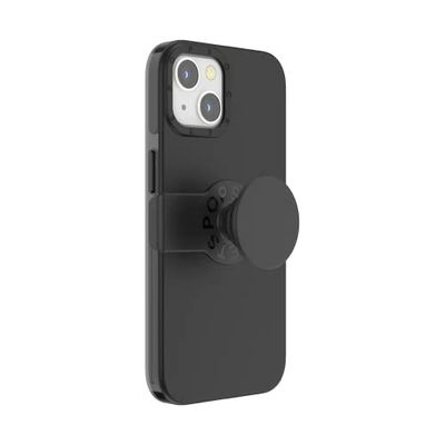 PopSockets : Funda PopCase para iPhone 13 Pro con un soporte PopGrip Slide reposicionable y agarre con una parte superior intercambiable, negra