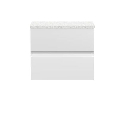 Hudson Reed URB104LCM Urban Modern Bathroom Wall Hung 2 Soft Close Drawer Vanity Unit and Carrera Marble Laminate Worktop, 600mm, Satin White