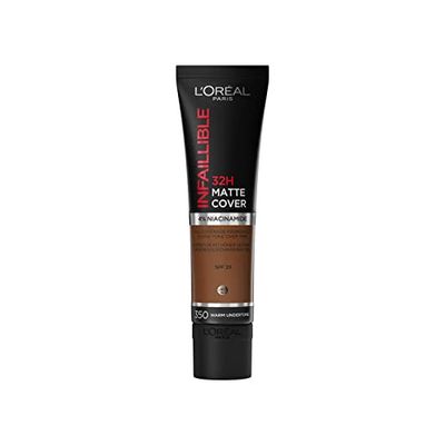 L'Oréal Paris Fondotinta Infaillible 32H Matte Cover, Make-Up dal Finish Matte Copertura Totale sulla Pelle, 350 Warm Undertone, Formato: 30 ml