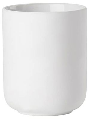 Zone Denmark - Gobelet Brosse à Dents Ume - Gobelet Salle de Bain, Porte Brosse à Dents - Grés - D8,3cm H10,3 cm - ÉLéGant & Design Minimaliste & scandinave - Blanc