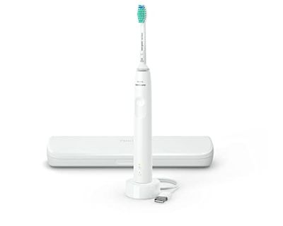 Cepillo dental eléctrico sónico Philips Sonicare serie 3100 con sensor de presión y recordatorio de sustitución BrushSync, HX3673/13, blanco