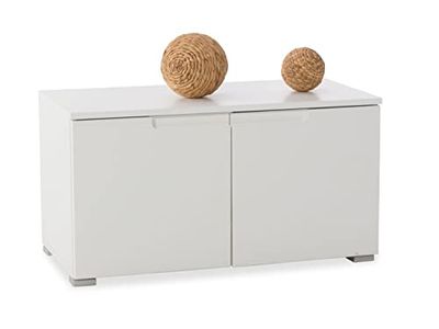 Stella Trading SPICE schoenenbank met zitvlak in hoogglans wit - moderne zitbank met opbergruimte voor je hal - 80 x 43 x 40 cm (b x h x d)