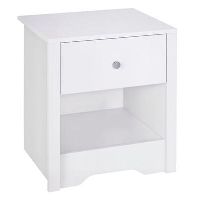 HOMCOM Bedside Table, Nightstand with Drawer and Open Shelf, End Table for Living room, Bedroom, White