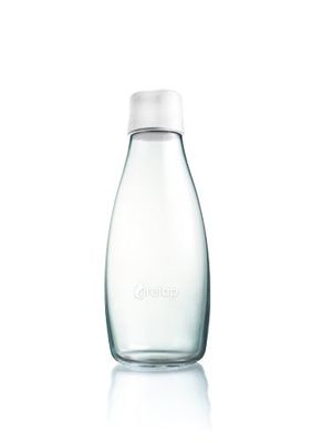 Retap ApS 0,5 liter medium borosilikatglas vattenflaska, frostad vit