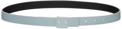 Armani Exchange Sustainable, Reversible, Logo Buckle Plate Belt, Dark Reflection/Black, 80 Mujeres