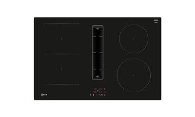 Neff V58NBS1L0 - Placa de inducción con extractor integrado N50, vitrocerámica flexible con extractor de humos, 80 cm de ancho, control táctil, inducción Combi, color negro