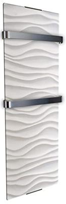 CHEMIN’ARTE Sèche-Serviette Électrique Ondulation 1200W - Radiateur Vertical - 120x6x46cm - 2 porte serviettes inox -Conçu en France