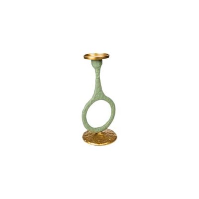 Romimex Photophore Vert doré Aluminium 15 x 31 x 14 cm Cercle