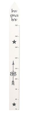 Roba Rock Star Baby meetlat met bedrukking, groeimeter met schaal tot 150 cm voor kinderen, meetlijst, wit/antraciet