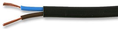 Pro Elec PEL01033 0.75 mm2 2192Y Flat 2-Core mains Cable, 6A, Black, 100 m