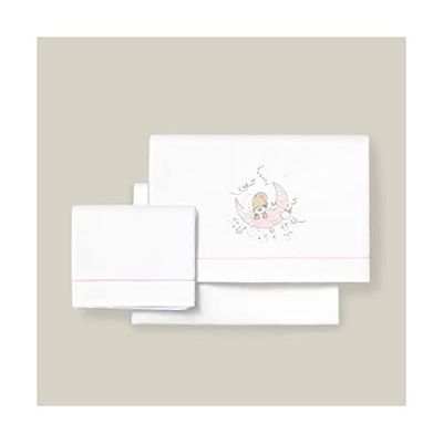 INTERBABY · Kinderwagenbeddengoed: beddengoedset voor kinderwagen, New Sleep in wit roze, voor pasgeborenen, 100% katoen
