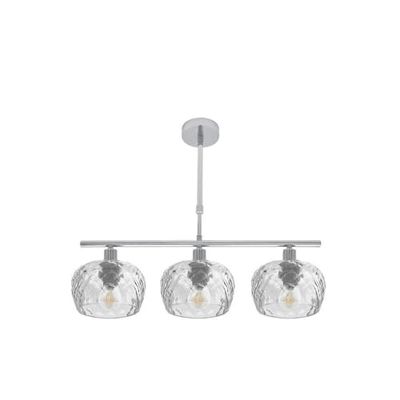 Zarivy Lámpara de diseño cromo 3xE14, dimensiones 55x13 cm, tulipas de cristal tallado transparente, ideal para decoración y ambientación.