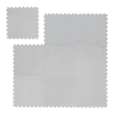Relaxdays sportmat 9 tegels, pluizig, voor woonkamer, kinderkamer & meer, 30 x 30 cm, EVA & polyester, in het grijs
