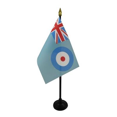 BANDIERA DA TAVOLO ROYAL AIR FORCE 15x10cm punta dorata - PICCOLA BANDIERINA RAF ENSIGN - AERONAUTICA MILITARE DEL REGNO UNITO 10 x 15 cm - AZ FLAG