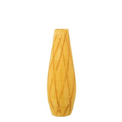 Alexandra House Living Vaas, geel, keramiek, ruiten, 17 x 18 x 56 cm