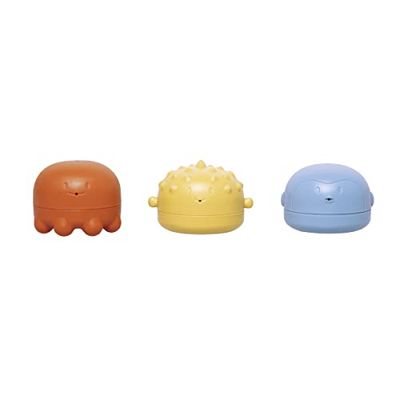 Ubbi Juego de 3 Juguetes de baño para apretar, Accesorios de baño para bebés, Juguetes de Agua para Jugar a la Hora del baño de los niños, Naranja Apagado, Amarillo y Azul