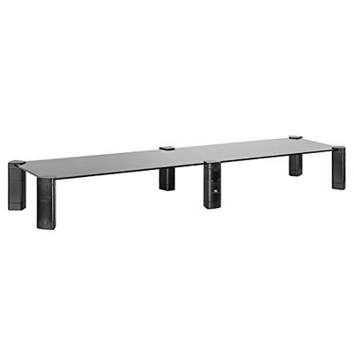 Maclean MC-936 Support d'écran Double réglable en Hauteur pour 2 moniteurs Support d'ordinateur Portable en Verre trempé Support de Moniteur pour Ordinateur Portable jusqu'à 20 kg Max.