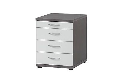 Möbelpartner - Cassettiera per ufficio, finitura effetto frassino, grigio e bianco opaco, 41,6 x 50 x 53,4 cm