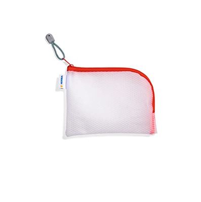 HERMA 20024 Zipped Travel Case A6 Transparent (19 x 14 cm) Small Lockable Clear Pocket with Zipper for Mobile Phone, Charging Cable, Cosmetics, Pens, Keys, Toiletry Bag in Red
