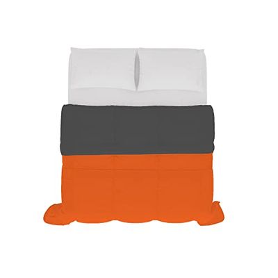 Italian Bed Linen Couette d'été Bicolore SOGNI E CAPRICCI, Orange/Gris foncé 250x200 cm