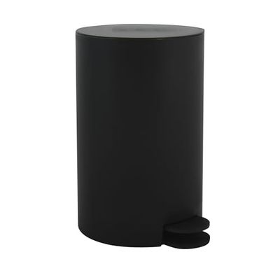 MSV, Poubelle à cosmétiques Modèle Osaki, 3 litres, Couvercle, Poubelle à Pédale pour Toilettes Salles de Bain, Compact, Petit Espace, avec Récipient intérieur Amovible, Noir