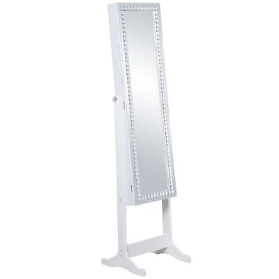 ESPEJO JOYERO PIE C/PUERTA MADERA BLANCO_46X36X158CM INT:26X110CM