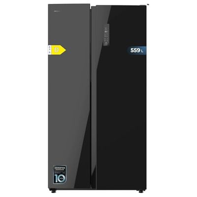 Cecotec Frigorífico Americano de 550 Litros Bolero CoolMarket SBS 550 Glass D. 177 cm de Alto y 90 cm Ancho, Sistema Multi Air Flow, Total No frost, Motor Inverter Plus.