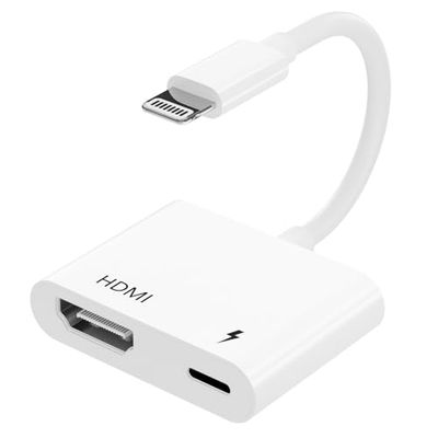 GANGZE TECH HDMI-Adapter voor iPhone naar tv Zonder Stroom nodig, 1080P Digitale iPhone AV-Adapter Verlichting naar HDMI-kabel, Synchronisatie-Schermconnector Compatibel met iPhone 14/13/12/11/XR/XS/X/8/7/Pad