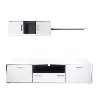Somnia Descanso - Mueble de Salón Moderno, Módulos de Comedor, Modelo Eva, Acabado en Blanco y Grafito, Medidas: 200 cm (Ancho) x 46 cm (Alto) 39.6 cm (Fondo)