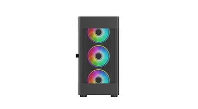 Vida Zephyr Black ARGB Gaming Case w/Glass Window, Micro ATX, 4x ARGB Fans, Mesh Front