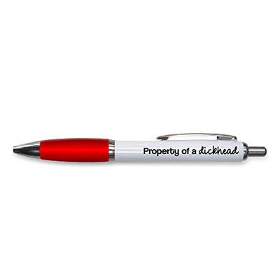 Tongue in Peach Funny Novelty Push Pen Gift | Ballpoint Pens Work Colleague Leaving Work Present | Property Of A D | Funny Joke Stationary | RED PP22