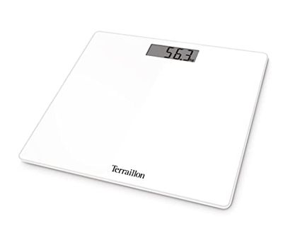 Terraillon - TSQUARE wit - compact en ultraplat 26 cm x 26 cm glasplaat groot LCD-display capaciteit 180 kg graduatie 100 g -wit