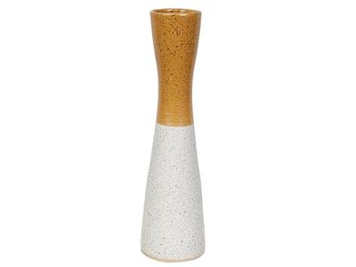 FLORERO CERAMICA MOSTAZA/BLANCO