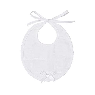Filet - Elegant en geraffineerd slabbetje, volledig van katoen met inzetstuk van Aida-stof om te borduuren, ideaal voor pasgeborenen en vroege kinderjaren, 100% Made in Italy, kleur wit