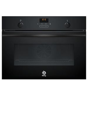 Balay - Horno compacto multifunción, 45 cm, Aqualisis, Control Comfort, Raíles Flex, Cristal Negro, 3CB5159N3