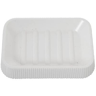 DRW Portasapone da bagno acrilico bianco 2,5x13x9 cm