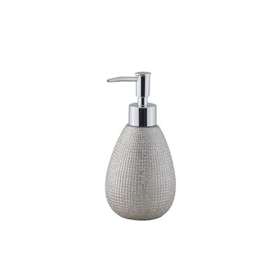 axentia Dispenser, erogatore Liquido, distributore di Sapone, Gres, Argento, 8 x 8 x 17 cm