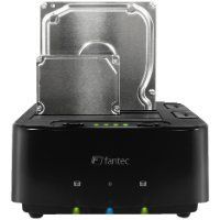 FANTEC MR-CopyDU3 Station d’accueil pour deux disques durs (SATA ou SSD de 2,5" (6,35 cm) et 3,5" (8,89 cm), port USB 3.0, avec logiciel de sauvegarde et fonction de copie d’un disque sur l’autre), noir