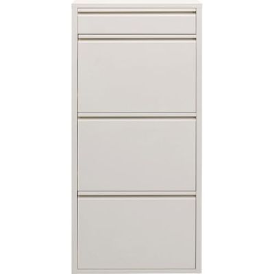 Kare Design Schoenhouder Caruso 3 Plus 1, crème, staal, 4 kiepvakken, ruimte voor 6 paar schoenen, slank, ruimtebesparend, opbergruimte, hal, vloer, 115x50x15 cm (H/B/D)