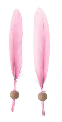 GLOREX 6 3822 221 - Plumas con perla de madera (6 unidades) Rosa 13-14 cm, rosa